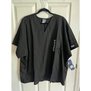 Authentic Cherokee Workwear Scrubs Black Short Sleeve Top, Unisex Size 2XL, NWT